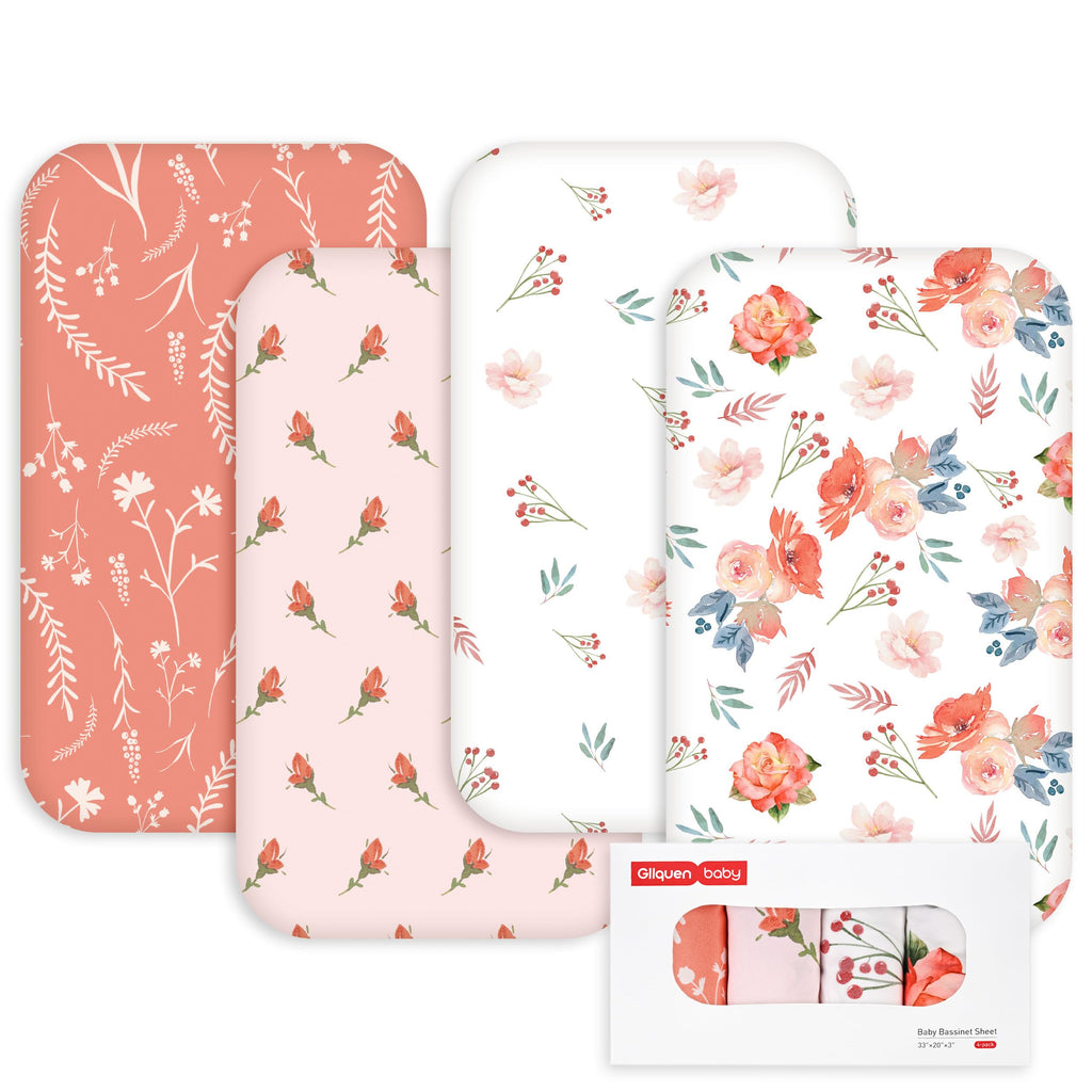 Baby Bedside Sleeper Bassinet Sheets 33x20 Inch 4 Pack M42593