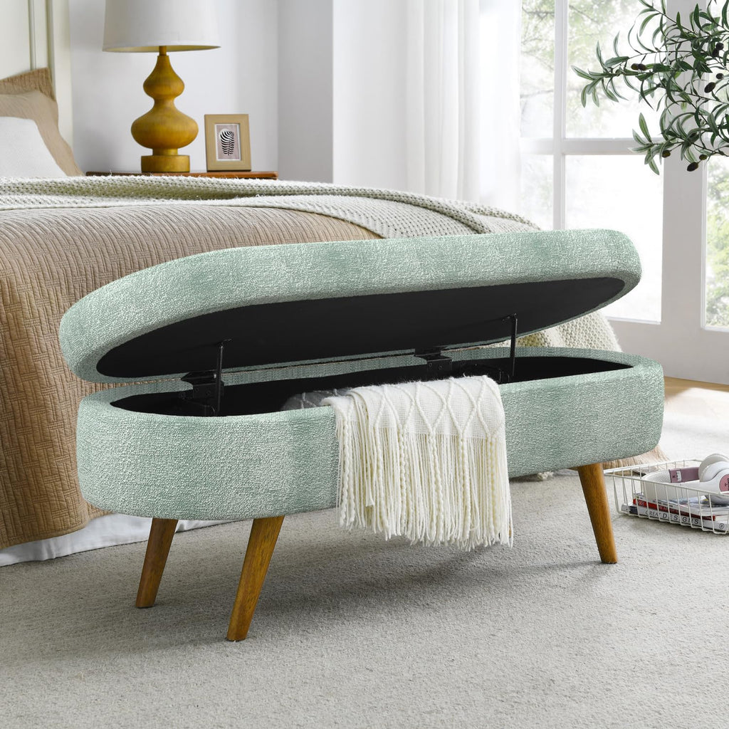 Oval Storage Bench with Rubber Wood Legs J61034
