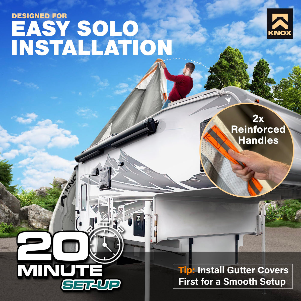 RV Truck Camper Cover with Ladder Cover and Gutter Cover O604348