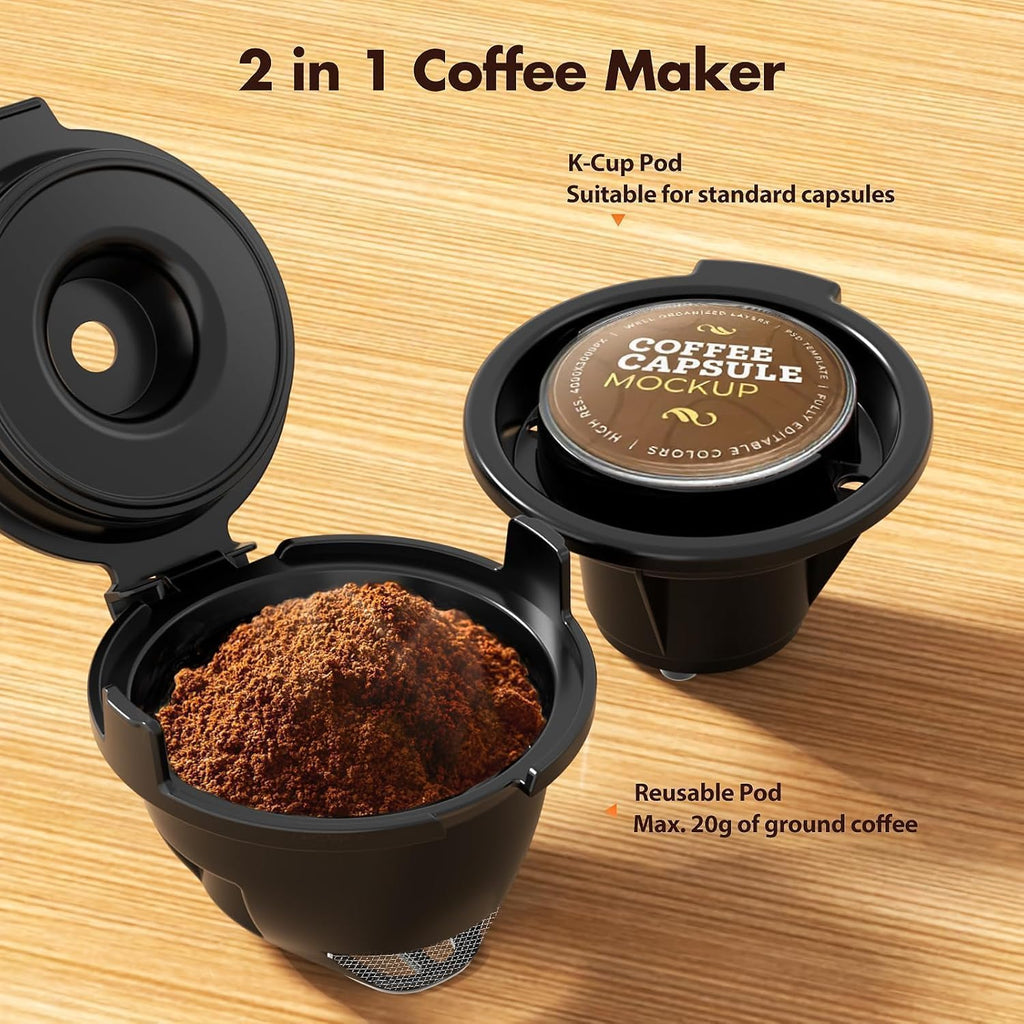 Single Serve 2 in 1 Coffee Maker with 40oz Removable Water Reservoir F653