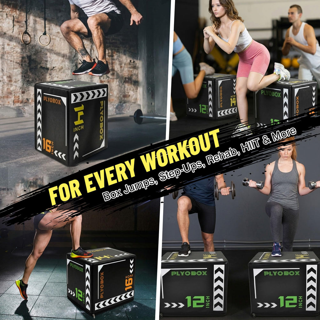 3 in 1 Foam Plyometric Jump Box, 12 14 16 Inch Soft Plyo Box C943
