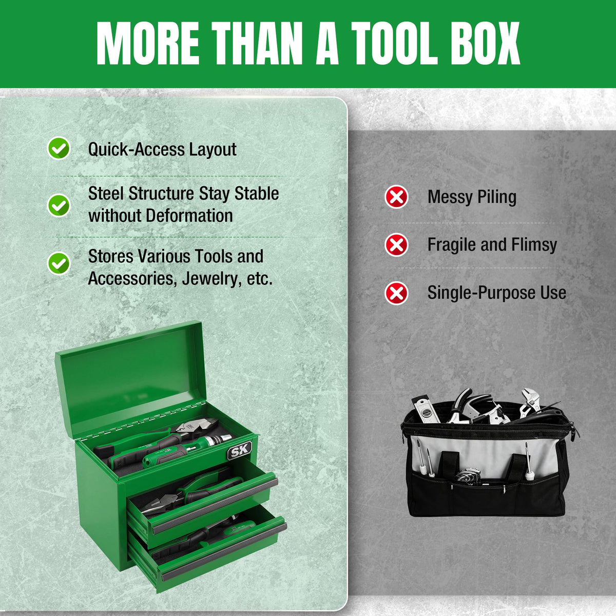 Mini Metal Tool Box with 2 Drawers V878