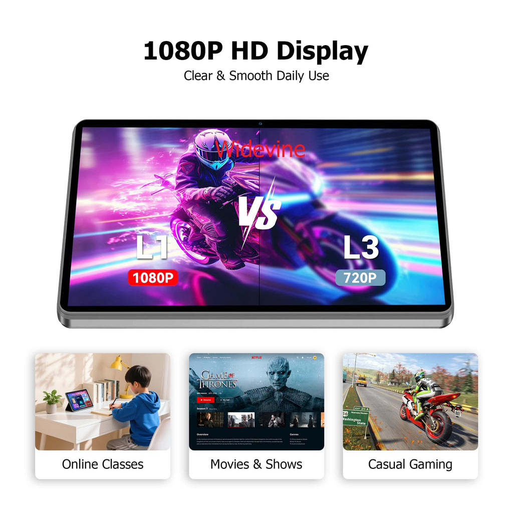 10.1" Android 16 Tablet with Keyboard, 30GB RAM 64GB ROM, Gray B648