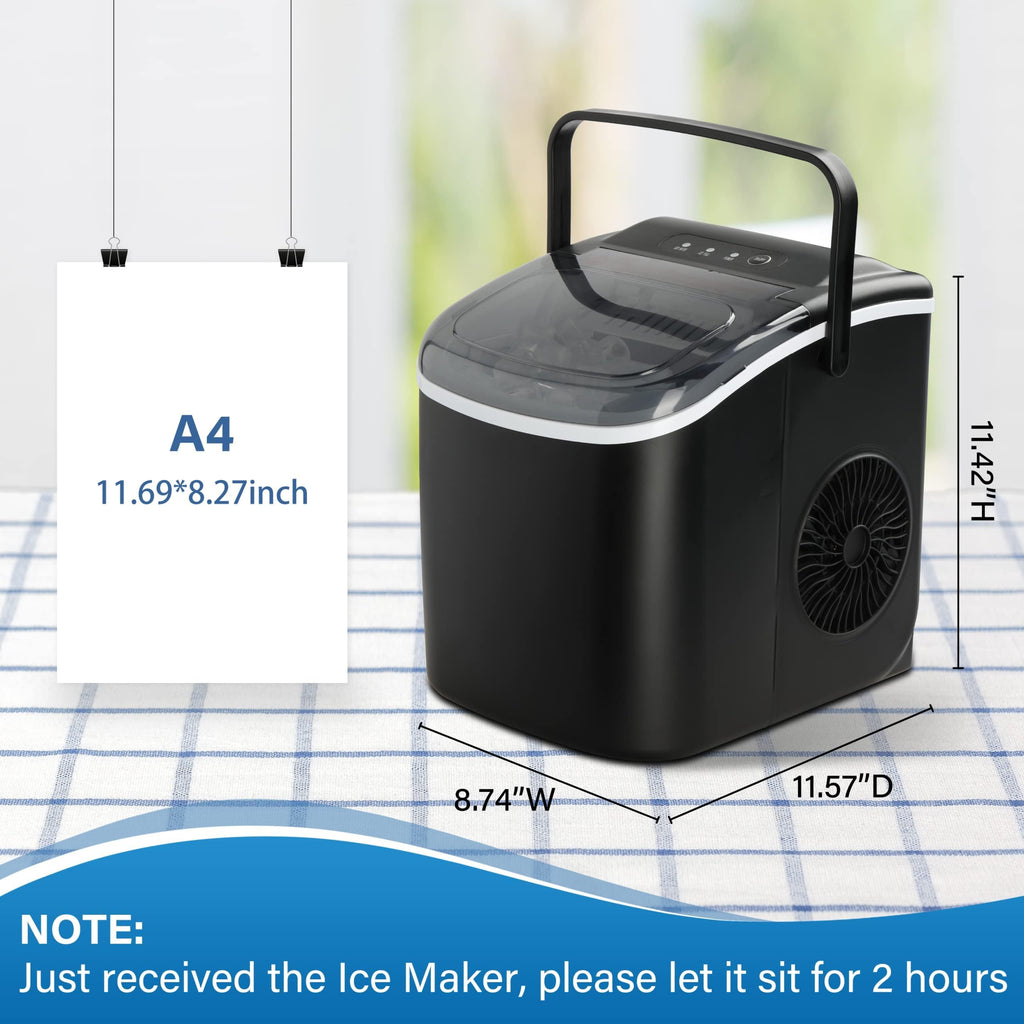 Countertop Ice Maker with Self-Cleaning, Ice Spoon and Basket, Black O585817