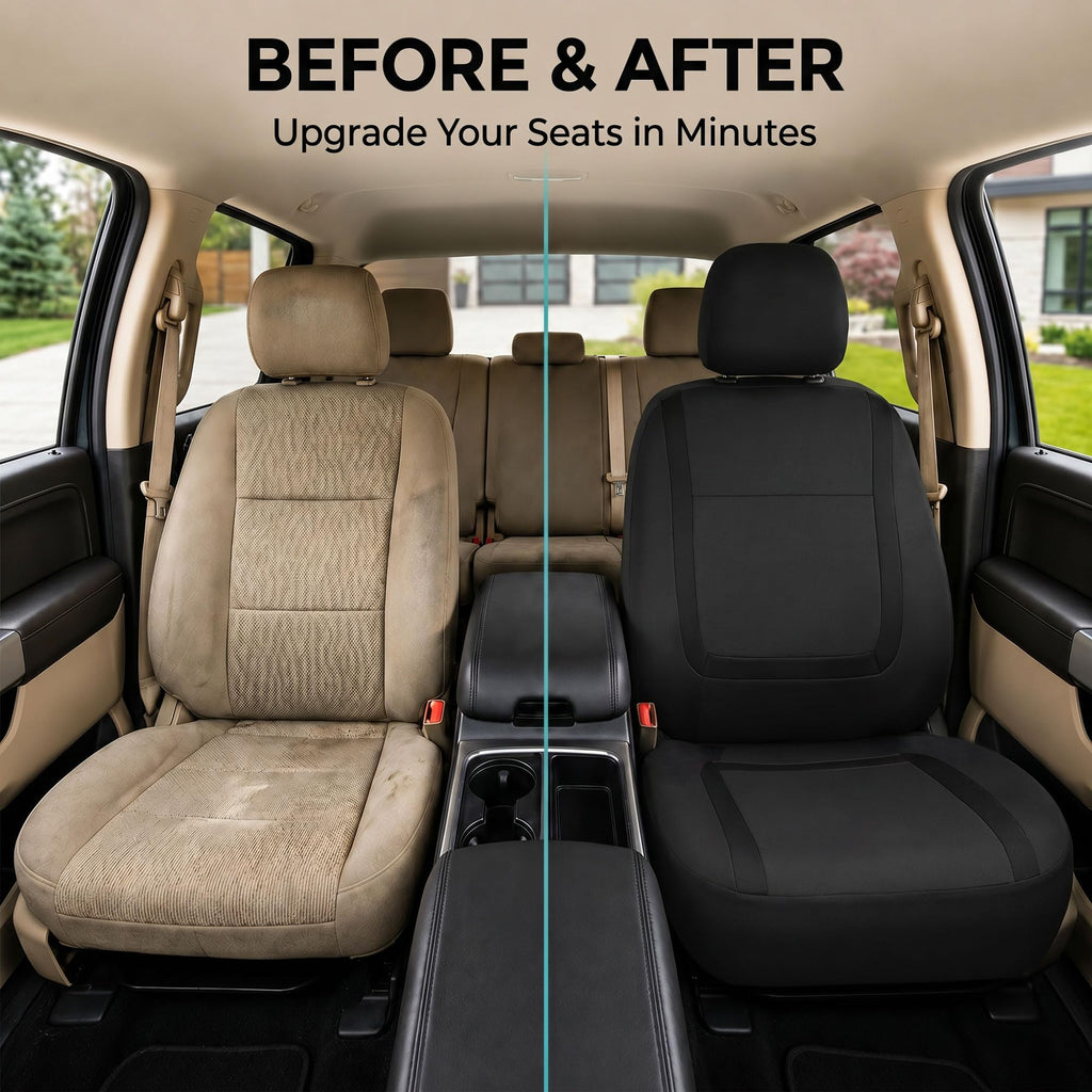 Cloth Car Seat Covers Front Set Black G66374