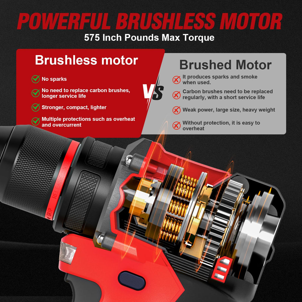21V Brushless Cordless Drill Set with Charger, 3/8" Keyless Chuck, 87Pcs Accessories Y3742