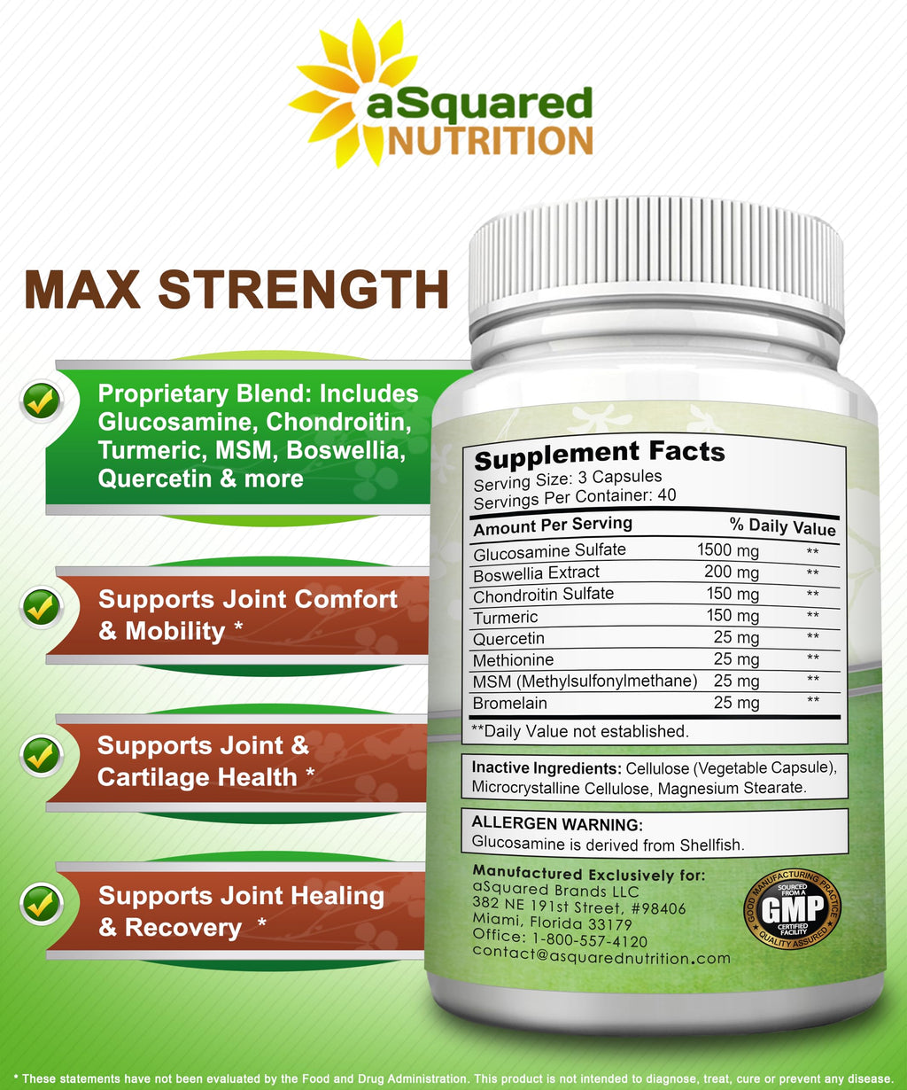 Glucosamine Chondroitin Turmeric MSM Boswellia 120 Capsules Supplement N19521