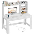 White Student Desk with Hutch and Built-in Power Outlet M550