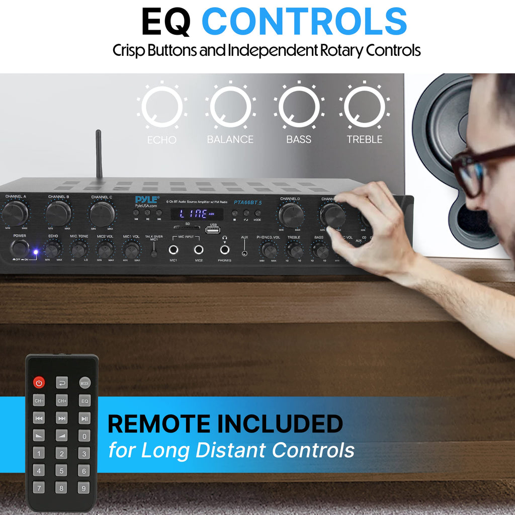 6 Channel 600 Watt Bluetooth Home Audio Amplifier K3541