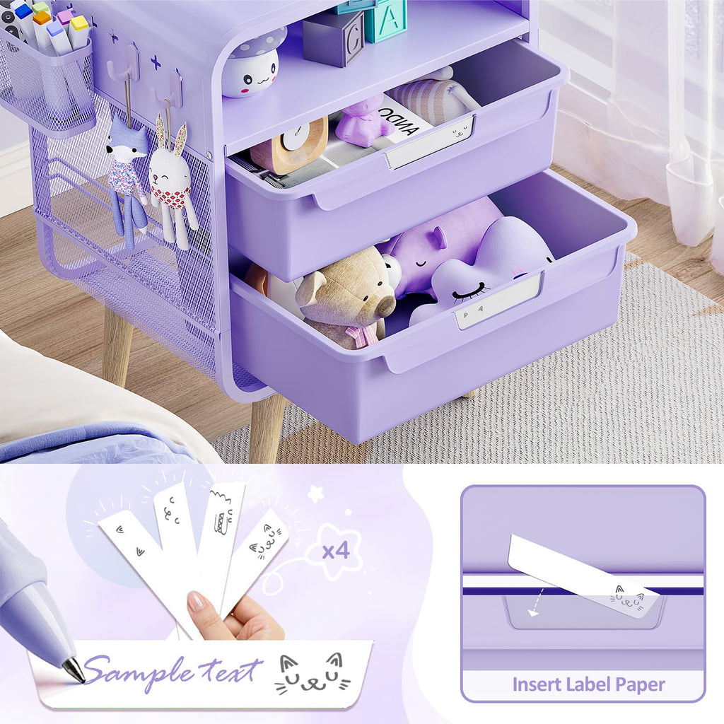 Kids Nightstand, Girls Bedside Table, Night Side Table, Purple U5577