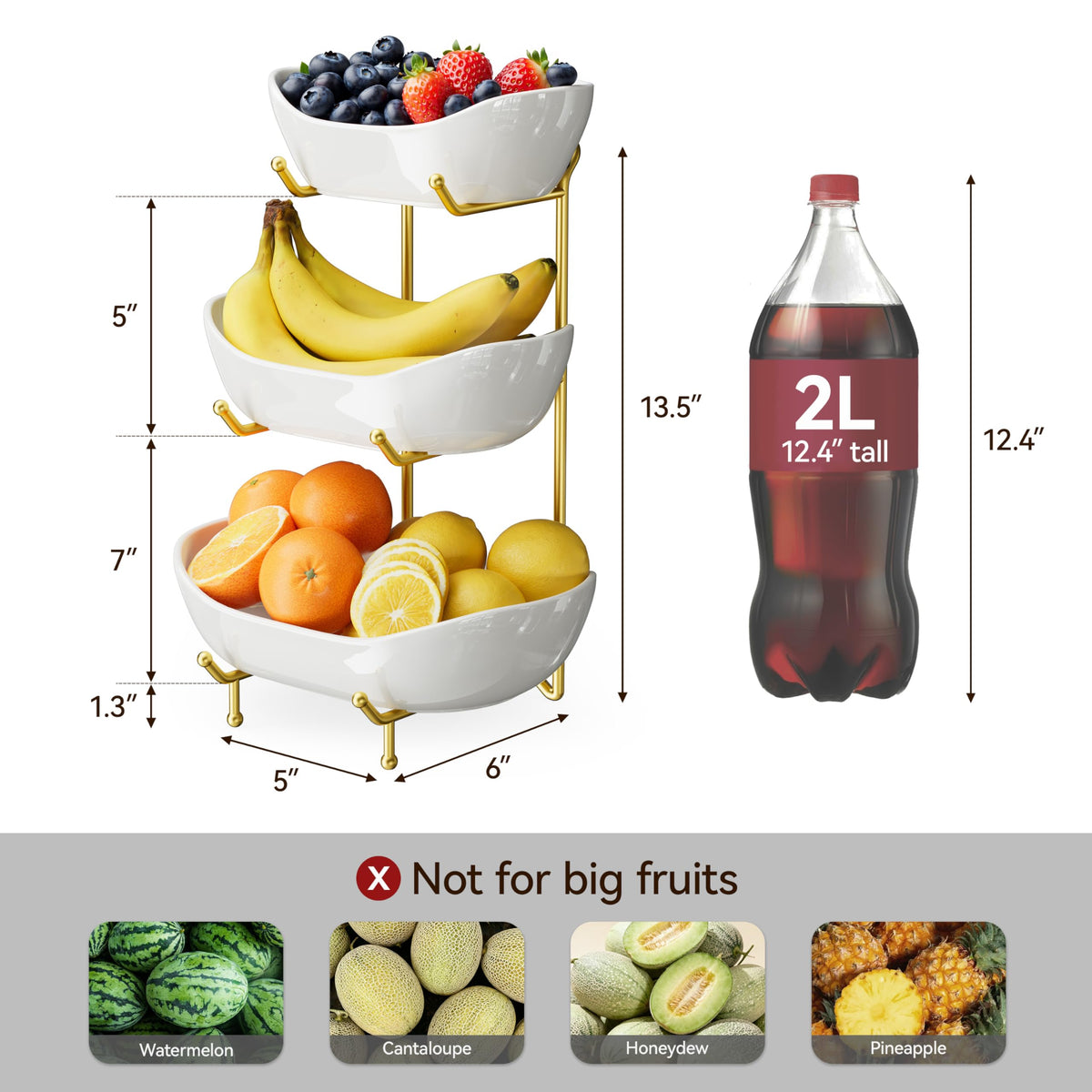 Ceramic 3 Tier Fruit Bowl F24681