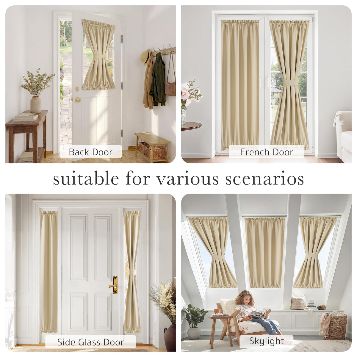 Sidelight Door Curtain 25" W x 72" L Biscotti Beige 1 Panel G981423
