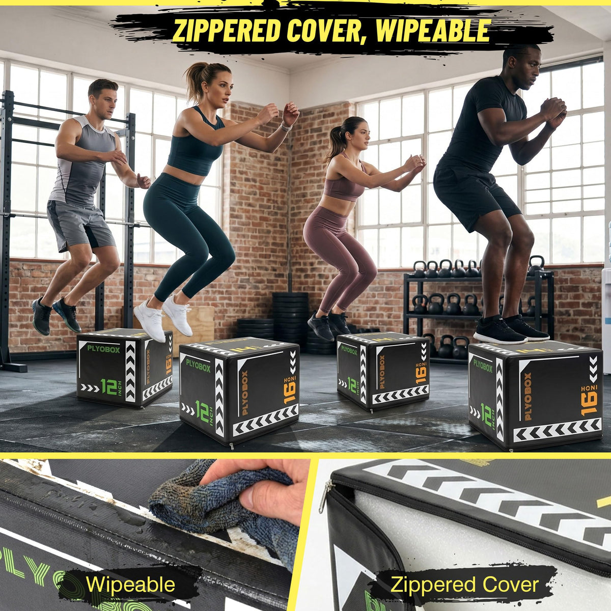 3 in 1 Foam Plyometric Jump Box, 12 14 16 Inch Soft Plyo Box C943