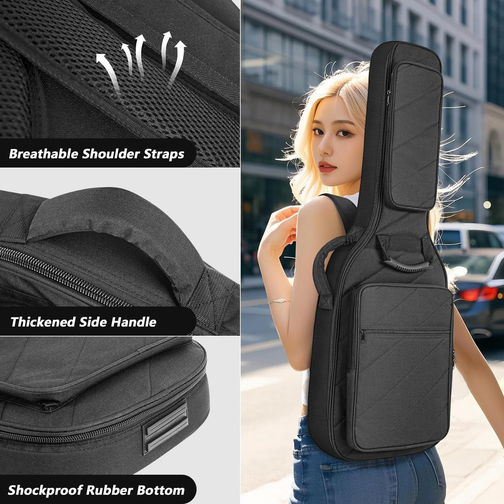 Electric Guitar Case with 0.7 Inch Thick Padding 3 Pockets O602124