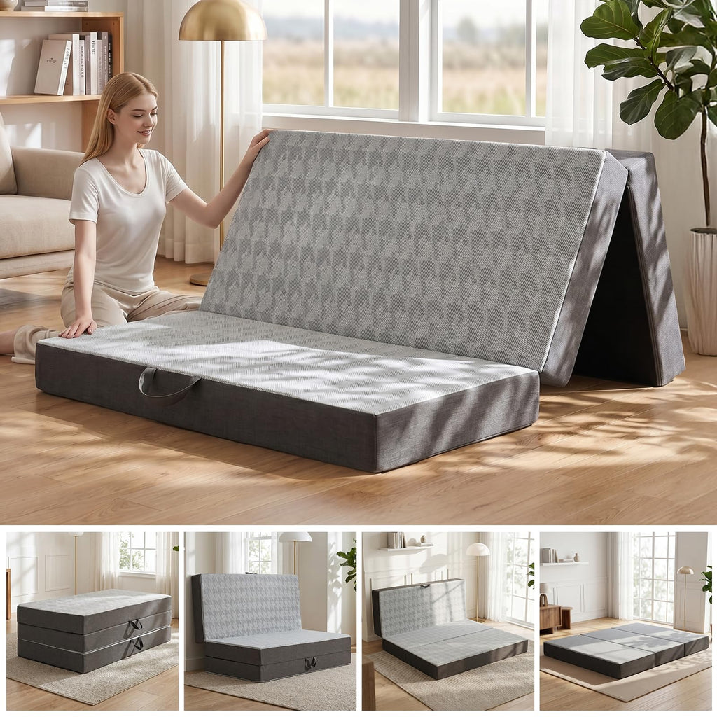 6" Trifold Full Size Memory Foam Mattress Q74808