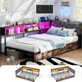 Twin Size Corner Bed Frame with Storage Bookcase X2226