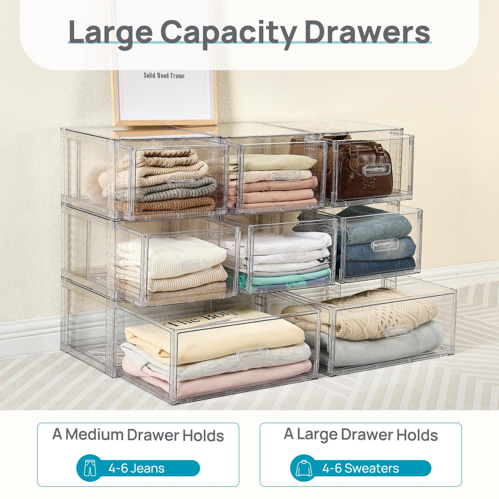 Clear Stackable Storage Drawers 4 Pack 15QT U348