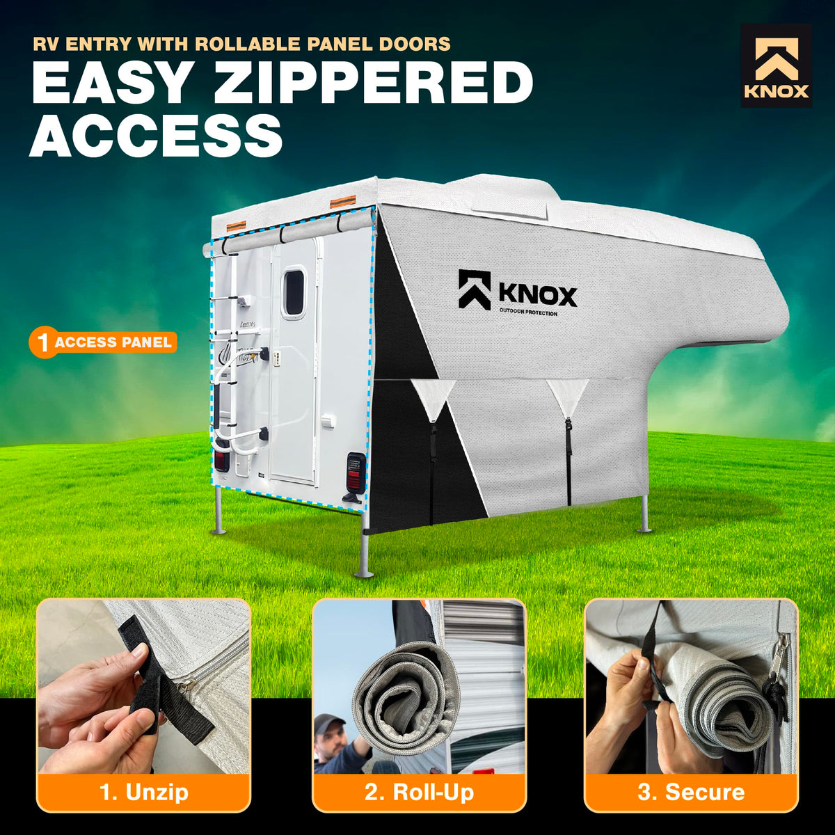 RV Truck Camper Cover with Ladder Cover and Gutter Cover O604348