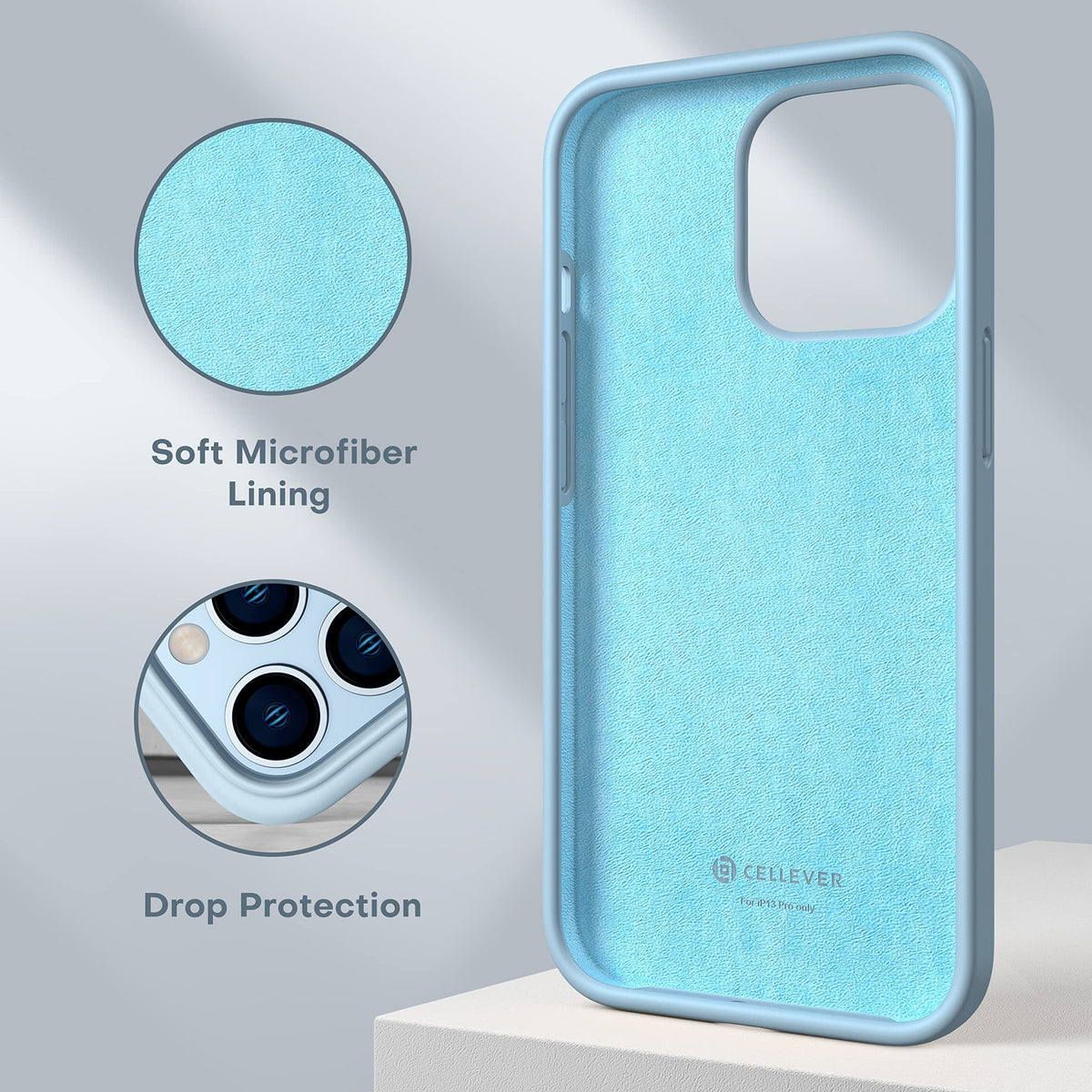 Light Blue Silicone Case with Glass Screen Protectors A8567