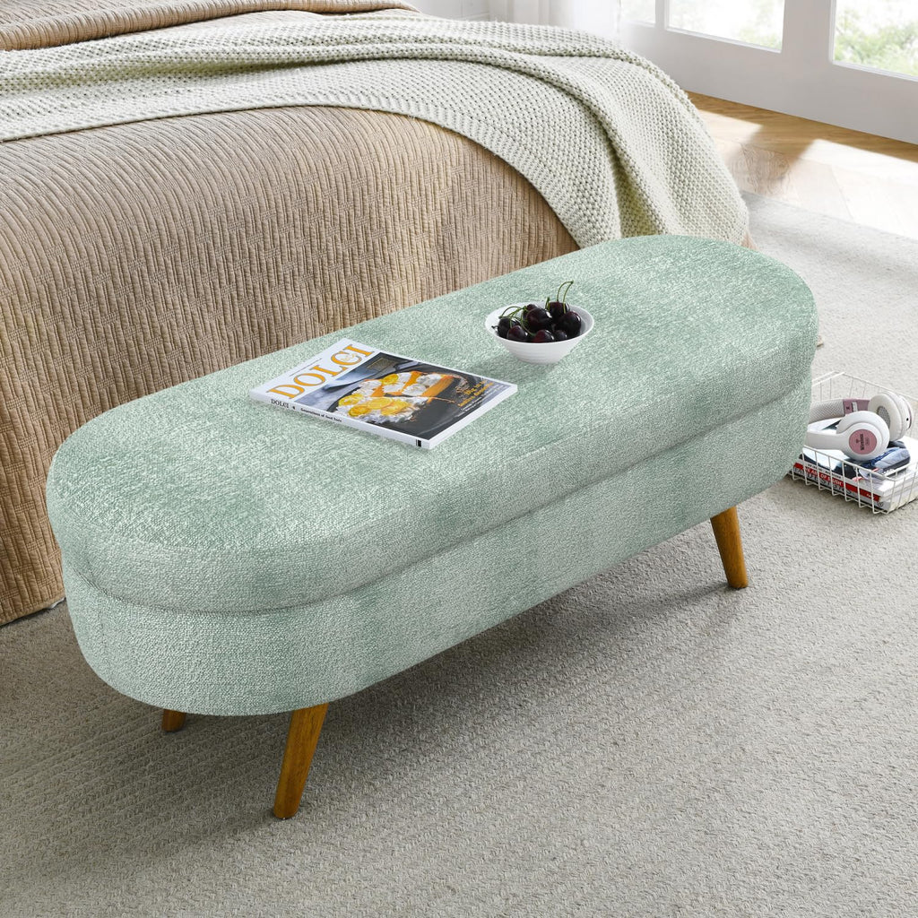 Oval Storage Bench with Rubber Wood Legs J61034