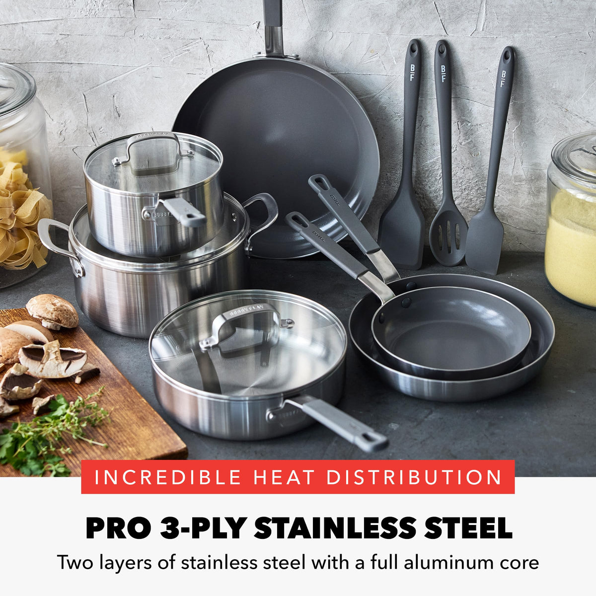 Stainless Steel 12 Piece Nonstick Cookware Set B23871