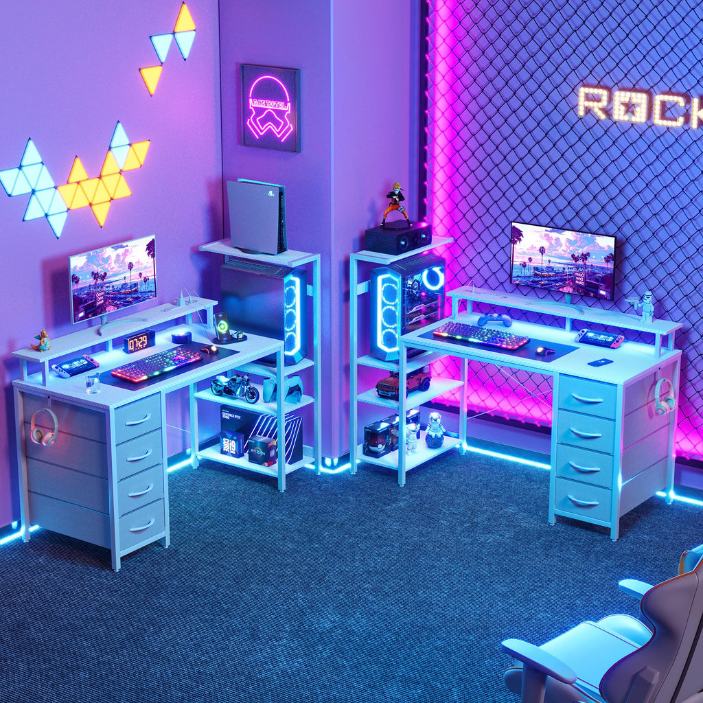 51 Inch White Gaming Desk with Drawers M55758