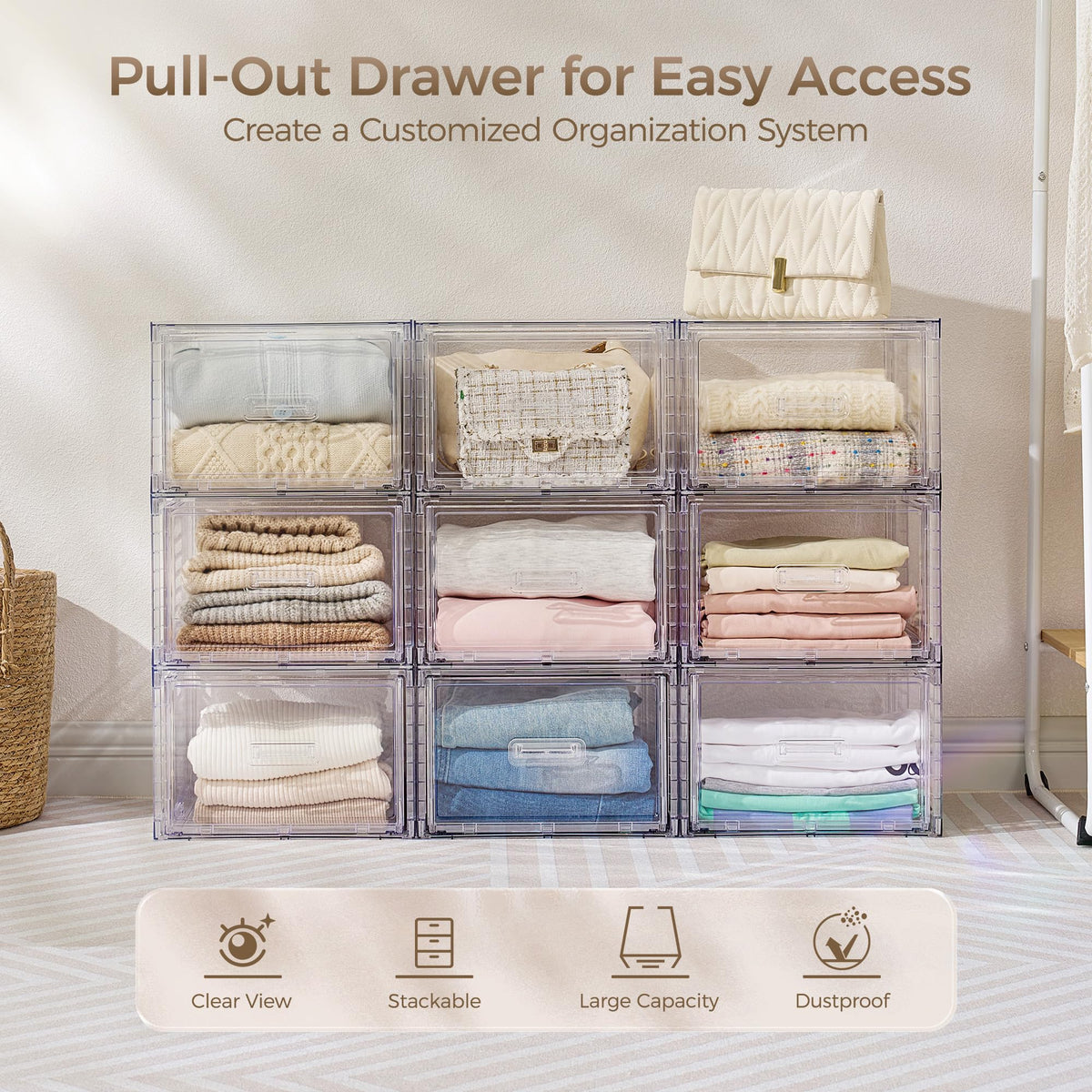 Clear Stackable Storage Drawers 4 Pack 15QT U348
