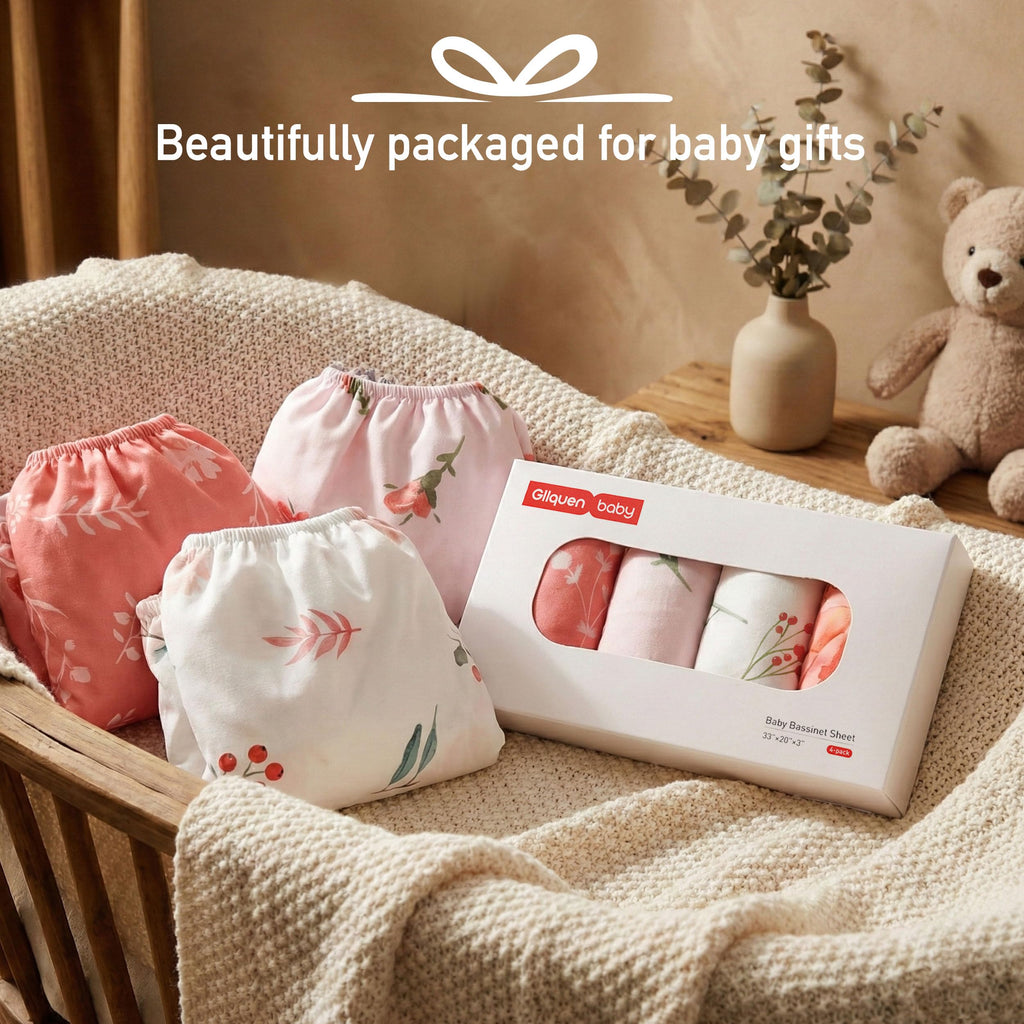 Baby Bedside Sleeper Bassinet Sheets 33x20 Inch 4 Pack M42593