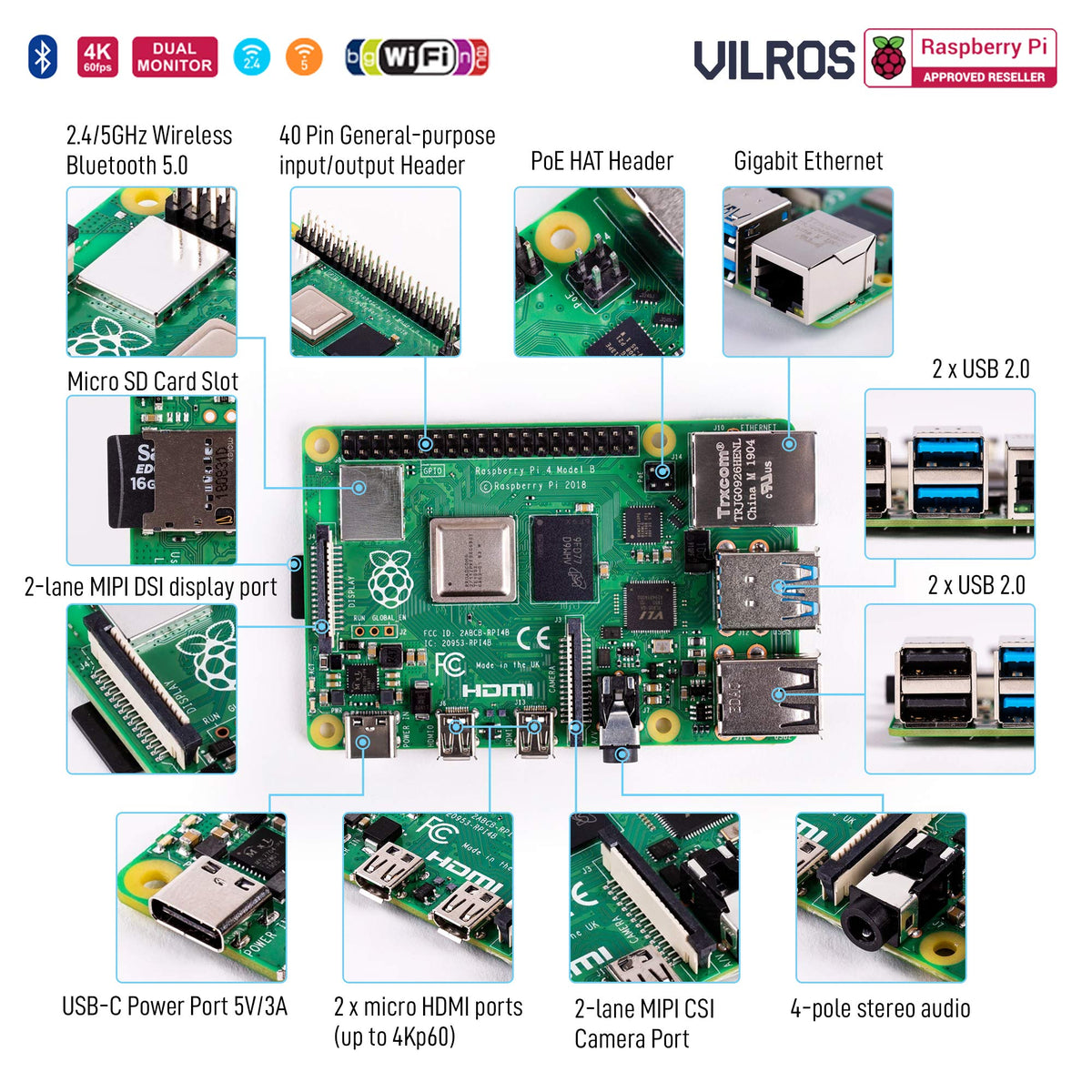 Raspberry Pi 4 Starter Kit with 64GB Micro SD Card C6451